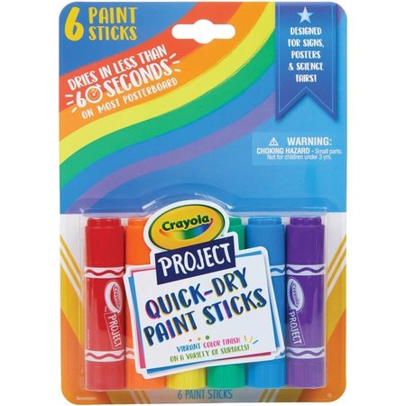 Crayola Paint Stick, Quick Dry, 5-4/5"Wx8-1/10"Lx9/10"H, 6/PK, AST PK CYO541070